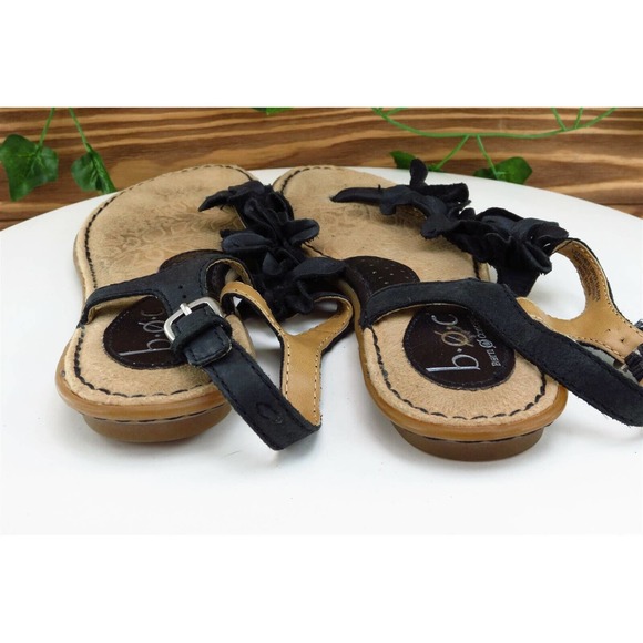 Born‎ Concept Sz 6 M Black Thong Leather Women Sandals - Picture 5 of 7